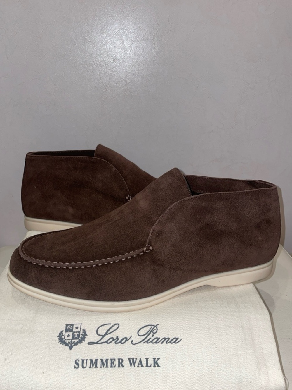 Loro Piana Dark Brown Suede Chukka Boots with Cream Sole size: 12 US